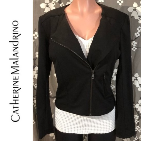 NWOT MALANDRINO Jersey Moto Zip Jacket Coat - Picture 1 of 7